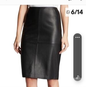 Lafayette 148 New York Black Leather Pencil Skirt
